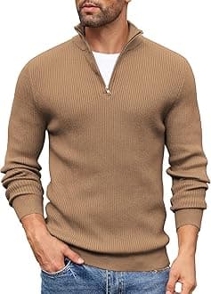 DENIMHOLIC Men High Neck Zipper Full Sleeve Cotton Knitted Winter Sweater