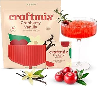 Cranberry Vanilla Cocktail & Mocktail Drink Mixer, Skinny Mixes - Water Flavoring Packets - Made With Real Fruit - Vegan, Low-Carb, Low-Sugar, Non-GMO, Dairy Free, Gluten Free, 12 Pack