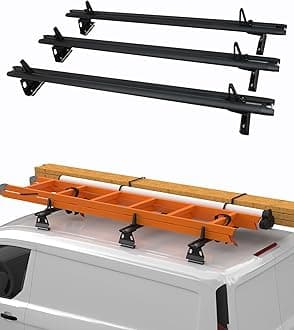 MELIPRON Aluminum Van Roof Rack Fit for Ford Transit, Ram Promaster, Nissan NV, 63" Ladder Rack for Cargo Van, Black, 3 Crossbars
