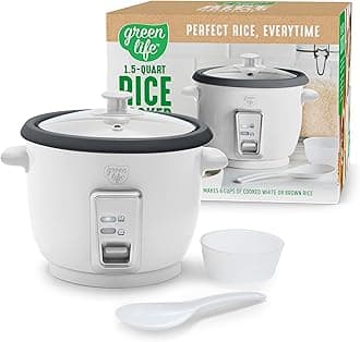 Rice Cooker with Removable PFAS-Free Ceramic Nonstick Pot, 3-Cups Uncooked/6-Cups Cooked, Grains & Oatmeal Multicooker, Compact One-Switch Design, Auto Keep Warm, Easy Clean, White