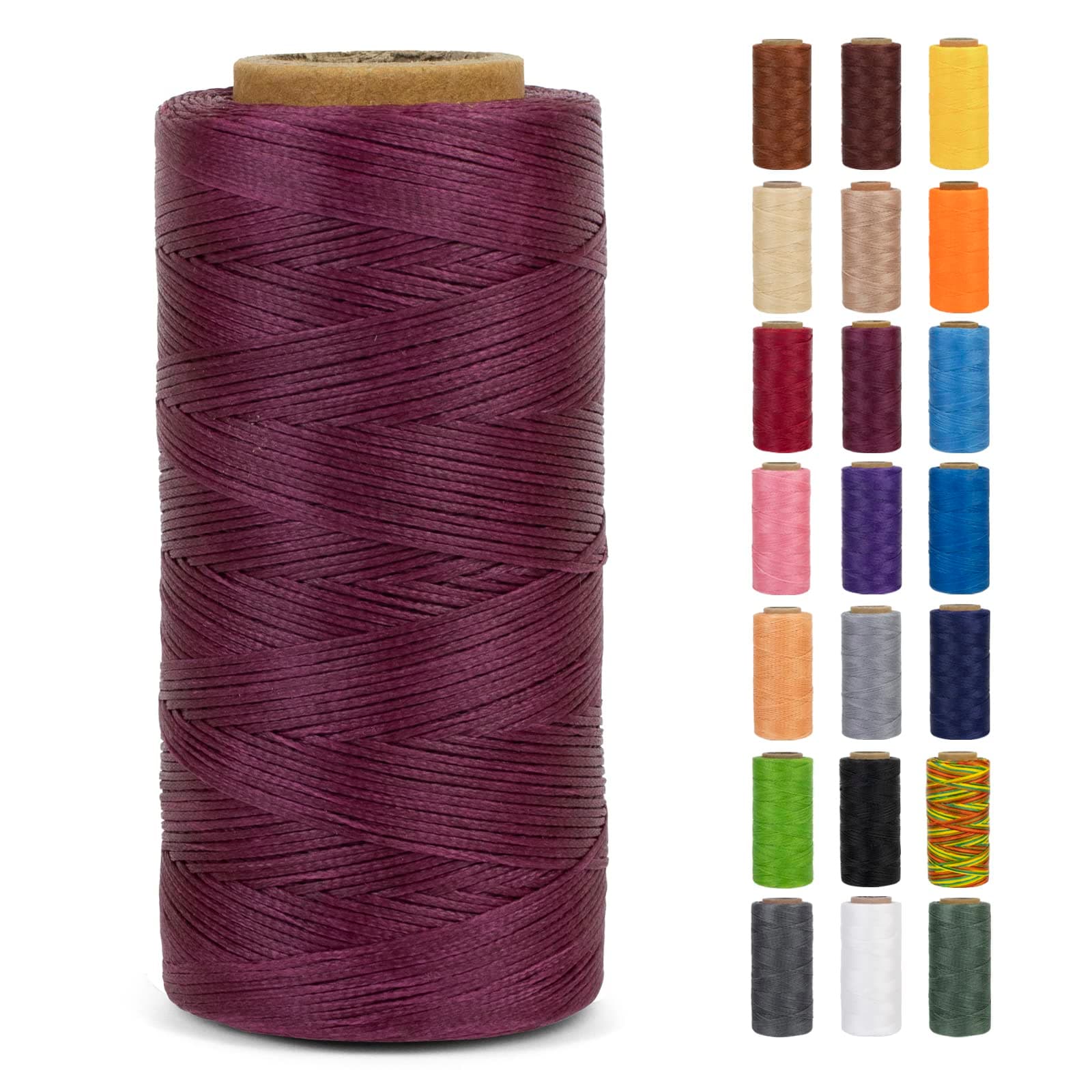 0.8mm Waxed Thread for Leather Sewing, 284 Yards, 150D Flat Wax String, Waxed Cord for Bracelet Making, Bookbinding, Shoe Repairing, Leather Projects, DIY Crafts (Purple)