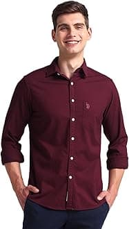 U.S. Polo ASSN. Men's Solid Cotton Dobby Tailored Fit Shirt