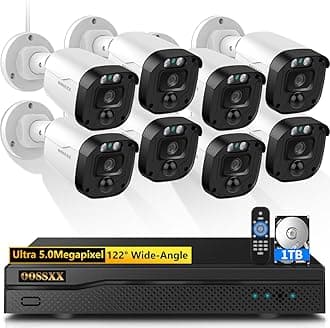 OOSSXX (5MP Full HD Definition) Outdoor Wired Security Camera System, Home Video Surveillance Cameras, CCTV Camera Security System, Surveillance Video Equipment