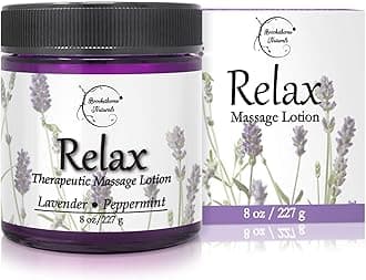 Relax Therapeutic Massage Lotion All Enriched with Lavender & Peppermint Essential Oils Perfect for Massage Therapy - Massage Cream for Full Body Massage - 8.5oz