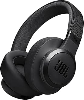 JBL LIVE 770NC - Wireless Over-Ear Headphones with True Adaptive Noise Cancelling with Smart Ambient, Up to 65 hours of battery life, Comfort-fit fabric headband & carrying pouch (Black)