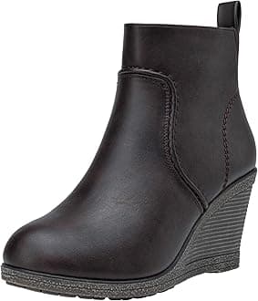 Vepose Women's 9679 Low Wedge Boots, Comfortable Ankle Booties with Inside Zipper