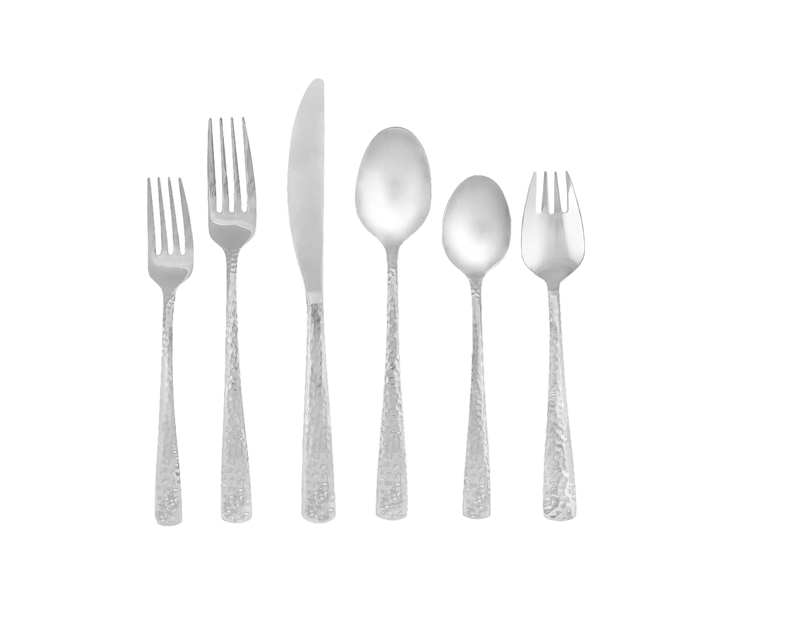 CAMBRIDGE Silversmiths Arie Mirror Hammered 18/0, 39 Piece Flatware Set, Service for 6, Silver