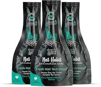 Curry Sesame NutriMask Fresh Hair Mask For Grey Hair, Conditioning, Smoothening, Strengthen & Shine, Suitable For All Hair & Scalp Types (Pack of 3 x 40 gm)