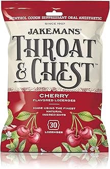 Cherry Throat & Chest Lozenges Cough Drops – Cough, Sore Throat and Seasonal Distress Soothing Relief – Liquid Drop Shape – 30 Lozenges