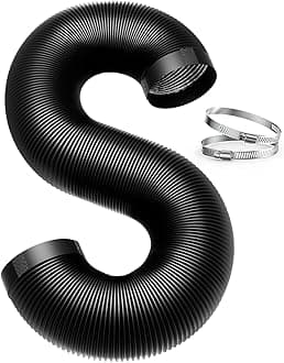 5 Inch Air Duct Hose, Easy-to-Install 5 Feet Dryer Vent Hose with 2 Clamps – 4 Layer PVC and Aluminum Flexible Duct for Heating Cooling Ventilation and Exhaust