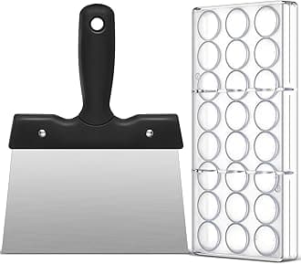Baderke Polycarbonate Chocolate Molds with Chocolate Scraper Mould Bullet Clear Hard Plastic for Smoothing Cheese Cream Cake Scraper(Bullet)