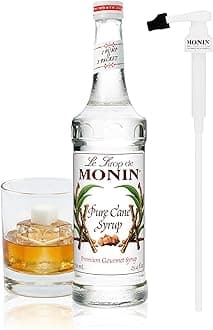 Monin - Pure Cane Syrup with Monin BPA Free Pump, Boxed, Pure and Sweet, Great for Coffee, Tea, and Specialty Cocktails, Gluten-Free, Non-GMO (750 ml)