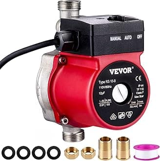 VEVOR Hot Water Recirculating Pump, 120W 110V Automatic Start Pump NPT 3/4" w/Brass Fittings, Stainless Steel Head, 2 Speed Control for Electric Water Heater System