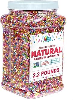 A Great Surprise Dye-Free Rainbow Sprinkles – 2.2 LB - Easter Natural Vegan Baking Toppings with No Artificial Dyes or Flavors – Non-GMO Jimmies for Cookies, Cakes, Ice Cream & Cupcakes