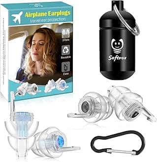 Airplane Earplugs -2 Pair, Reusable Flying Plugs Travel Ear plugs Prevent Ear Pain & Reduce Noise, Hearing Protection for Flights, Train, Bus and Car Journeys, Super Soft Children/Adult Ear Protection
