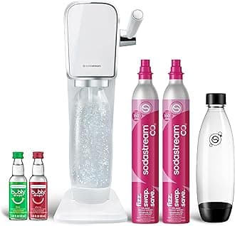 SodaStream - ART Sparkling Water Maker | VALUE BUNDLE | CQC CO2 system | Includes 2x CO2 Cylinders, 2x 32 Fl Oz Dishwasher Safe Bottles, 2x Bubly Flavor Drops | Combine with Pepsi Flavors | White
