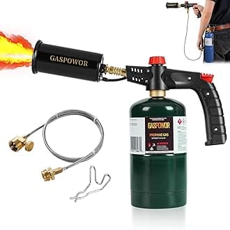 POWERFUL Grill Torch Charcoal Torch Lighter, Campfire Starter with stainless steel hose & hooks, Sous Vide,Kitchen torch,Grill & Cooking Propane Torch Charcoal Starter, BBQ Searing(Fuel Not Included)