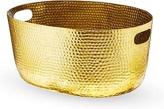 Twine Large Gold Hammered Bucket - Large Beverage, Wine, Beer & Beverage Bucket for Parties 12 Litre Capacity, Gold