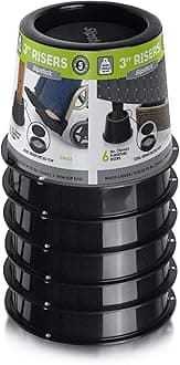 Slipstick Premium 3 Inch Bed Risers/Furniture Raisers with Steel Reinforced Holder Top, Lifts Height 3" (6 Pack) Supports 3,960 Pounds, Black, CB653