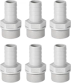 uxcell PVC Barb Hose Fitting Connector Adapter 16mm or 5/8" Barbed x G3/4 Male Pipe 6pcs