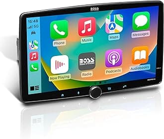 BCPA14 Car Stereo - Apple CarPlay, Android Auto, Single Din, 14 Inch Capacitive LCD Touchscreen, Bluetooth, No DVD CD Player, AM/FM Radio Receiver, Multicolor Illumination