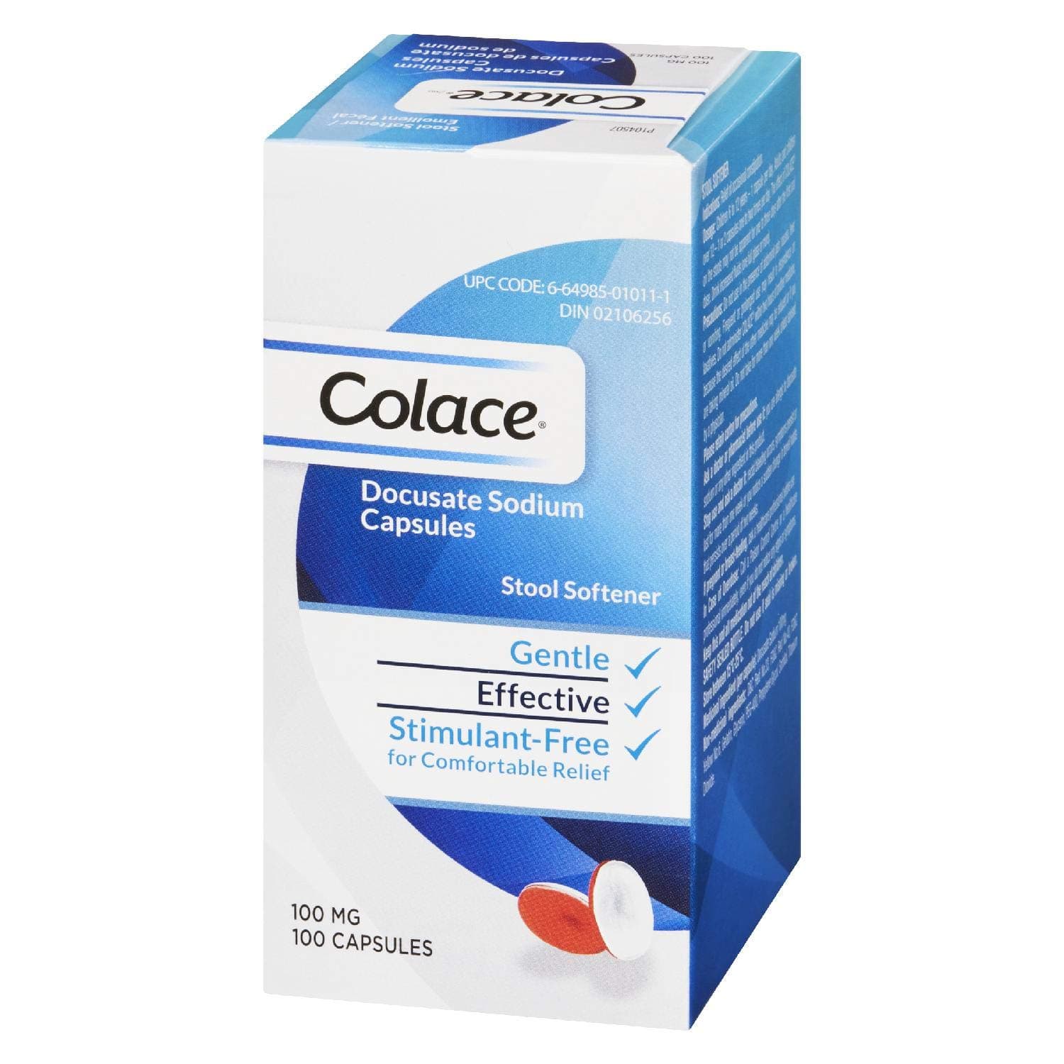 Colace Docusate Sodium, Stool Softener Capsules, 100mg, 120 Count