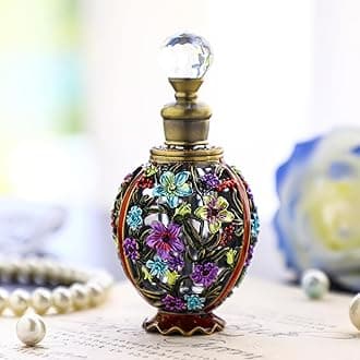 Yu Feng 5ml Vintage Crystal Flower Shape Refillable Glass Perfume Bottle with Enamel Painting Decorative