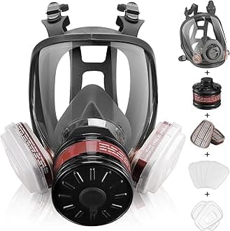 Weidahh Full Face Gas Mask-Reusable Respirator Masks Survival Nuclear and Chemical with 6001cn&40mm Activated Carbon Filter Against Gases/Dust/Vapors/Fume for Chemicals,Spray Paint,Industry,Sanding