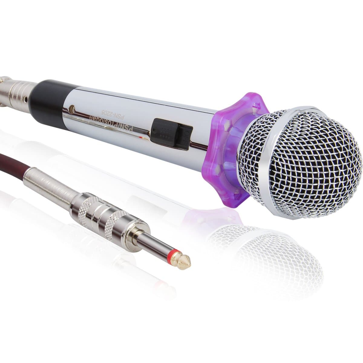 Proslogan PSN-2207 Vocal Dynamic Cardioid Wired Microphone with 19.7ft XLR-1/4" Cable Color Silver