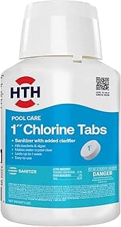 42047 Pool Care 1" Chlorine Tabs, Swimming Pool Sanitizer with Added Clarifier - Eliminates Bacteria & Algae, Makes Water Clean & Crystal Clear, Sanitizes & Protects - Slow Dissolving, 5 lbs
