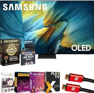 Samsung QN83S95F 83" OLED 4K S95F Vision AI Smart TV 2025 Bundle with Premiere Movies Streaming, Theater Essentials, HDMI Cable & Deco Gear CPS Exclusive 26 Month Protection Pack (BEACH-CPS-26M6500)