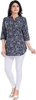 Keshubaba Women's Polyester Crepe Short Tunic Top | short kurti for jeans for women