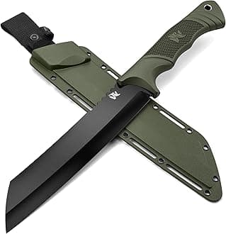 W Machete - Survival Machete Full Tang with Sheath - Strong D2 Steel Knife Machete for Cutting Trees, for Yard Work, and for Bushcrafting and Big Tactical Knife with TPE-Handle