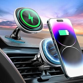 MagSafe Car Mount Charger, 15W Fast Charging Strong Magnetic Phone Holder, Air Vent/Dashboard Wireless Charger for iPhone 16/15/14/13/12 Accessories