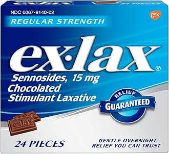 Regular Strength Chocolated Stimulant Laxative Constipation Relief Pills for Occasional Constipation, Chocolate Laxatives - 24 Count
