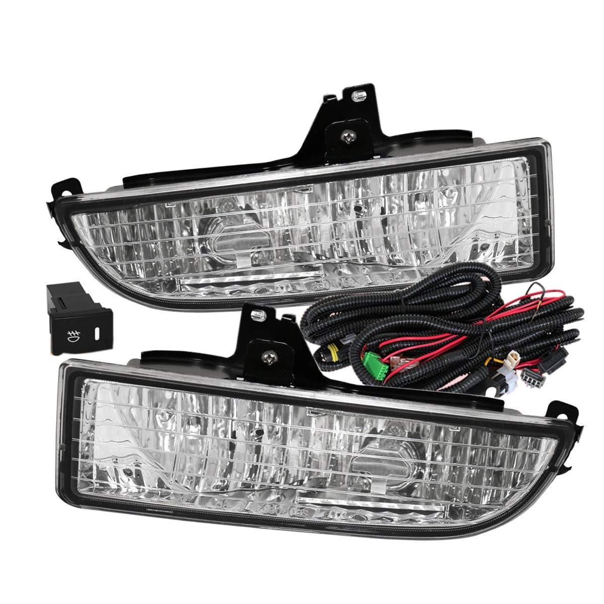Compatible/Replacement For 1997-2001 Honda Prelude Front Bumper Fog Light Clear Includes Bulbs Wiring Harness and Switch