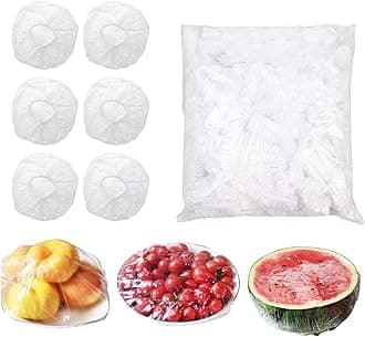 100 PCS Reusable Elastic Food Storage Covers, Transparent Stretch Dish Plate Plastic Covers for Family Outdoor Picnic, Bowl Dish Plate Plastic Covers for Leftover and Meal Prep