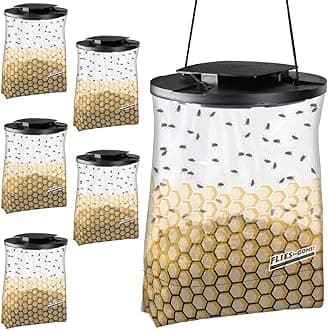 Flies Be Gone Outdoor Fly Trap - Disposable Protein-Powered Attractant Fly Catcher - Natural Attractant Trap for Patios, Ranches. Easy to Use Outdoor Traps, Helps Manage Fly Populations Outdoors