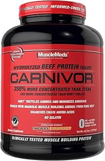MuscleMeds CARNIVOR Beef Protein Isolate Powder, Muscle Building, Recovery, Lactose Free, Sugar Free, Fat, Free, 23g Protein, Halal Certified, Chocolate Peanut Butter, 56 Servings