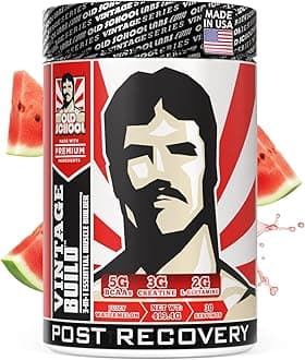 Vintage Build – Post Workout Recovery & Muscle Building Drink – Supports Muscular Strengh & Growth + Reduces Soreness – With Creatine Monohydrate, BCAAs, & L-Glutamine – Natural Flavors – 30 Servings