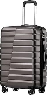 Coolife Luggage Expandable Suitcase Luggage set PC ABS TSA Lock Spinner Carry on 3 Piece Sets, gray, S(20in_carry on)