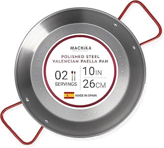 MachikaCarbon Steel Skillet Pan for Paella | Perfect for Outdoors, Camping, Parties, and More | 2 Servings | 10 Inches