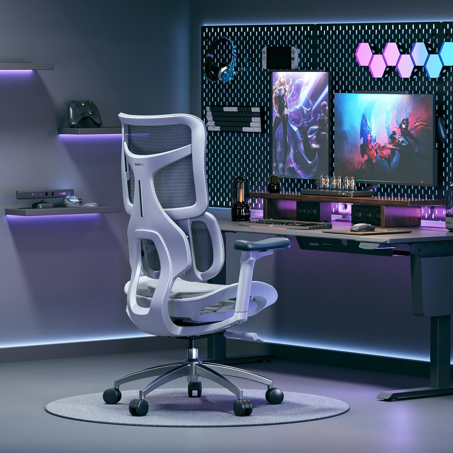 S100C Ergonomic Office Chair, 6D Dynamic Lumbar Support, Adjustable Seat Depth, Ultra Soft 3D Armrests, Adjustable Backrest Home Office Chair, Big and Tall Computer Chair (White)