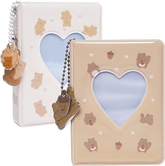 2 Pieces Photocard Binder Album, Mini Photo Album Kpop, 3 Inch Kpop Love Heart Hollow Photocard Binder, Mini Photo Card Book Holder for Collecting With Pendant DIY Keychian 40 Pockets (Style 3)
