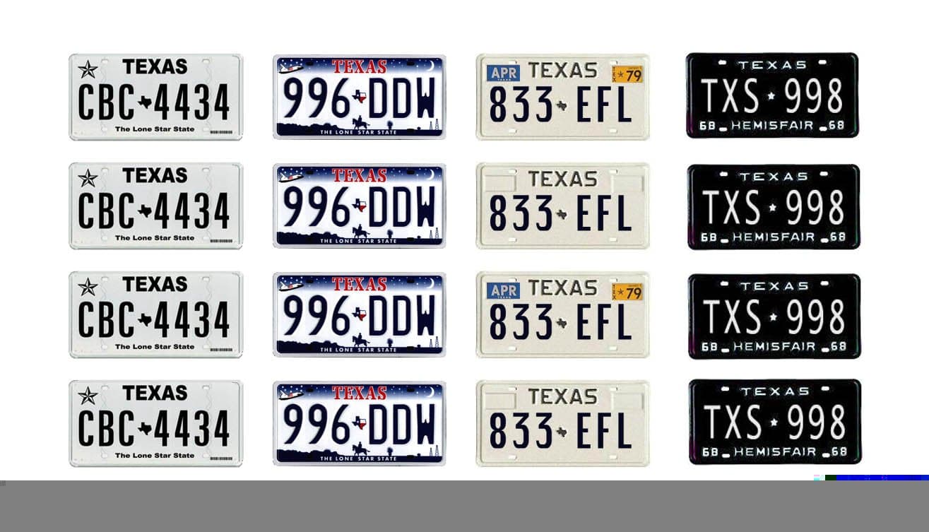 Three Inches Under 1: 25 Scale Model Texas car License tag Plates