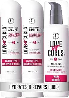 Love Ur Curls - Shampoo & Conditioner Set with All in One Curl Cream Styler for Wavy Hair, 3 Step System for Repair and Moisturizing