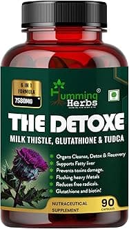 Humming Herbs Liver Detox Supplement 1000mg | Milk Thistle and glutathione Extract | Support Liver Cleanse & Digestion - 90 Capsules