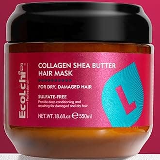 Collagen Shea Butter Hair Mask Deep Repair Conditioning Collagen Shea Butter Hair Treatment for Dry and Damaged Hair All Hair Types 18.6 oz 550ml | Sulfate-free
