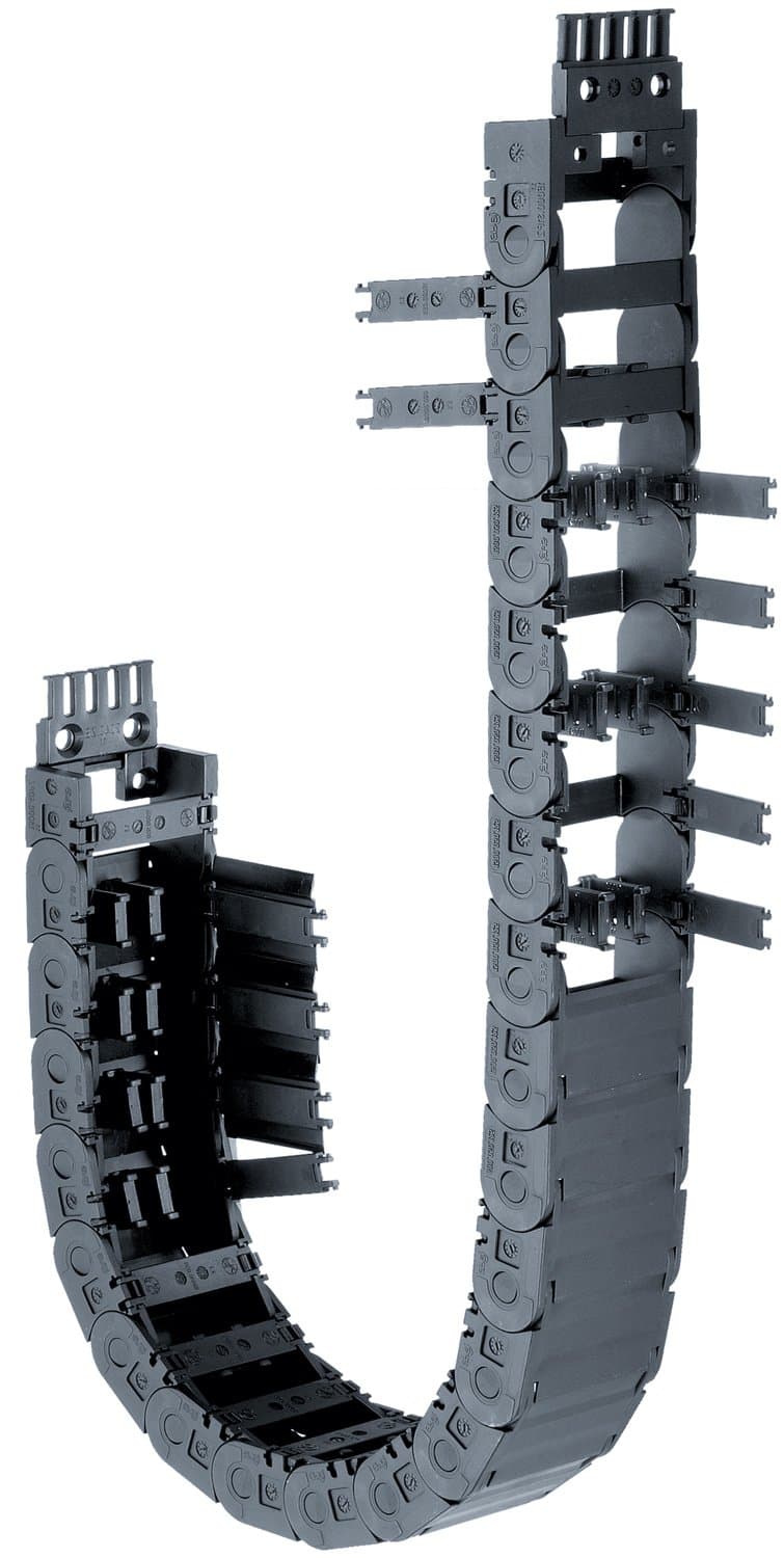 Igus 1500-080-100-0 Energy Chain Cable Carrier, Polymer, Hinge-Open Crossbar , 0.71 Max Cable Diameter, 0.83" Inner Height, 3.15" Inner Width, 3.94" Bend Radius, 1ft" Chain Length