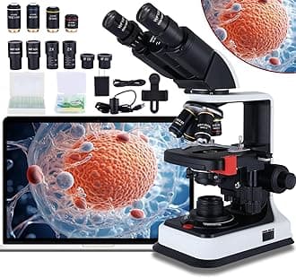 40X-2500X Microscope Laboratory Microscope for Adults with LED, Double 3D Mechanical Stage, Abbe Spotting Scope for Students Children Adults Laboratory Education Science Doppelt Tisch